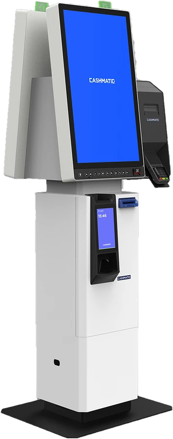 Cashmatic Visualpay Double Sided em configuração híbrida com caixa automática SelfPay