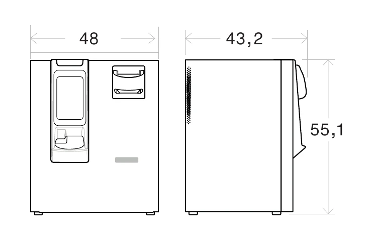 Desenho técnico com dimensões da Cashmatic Selfpay 1060C