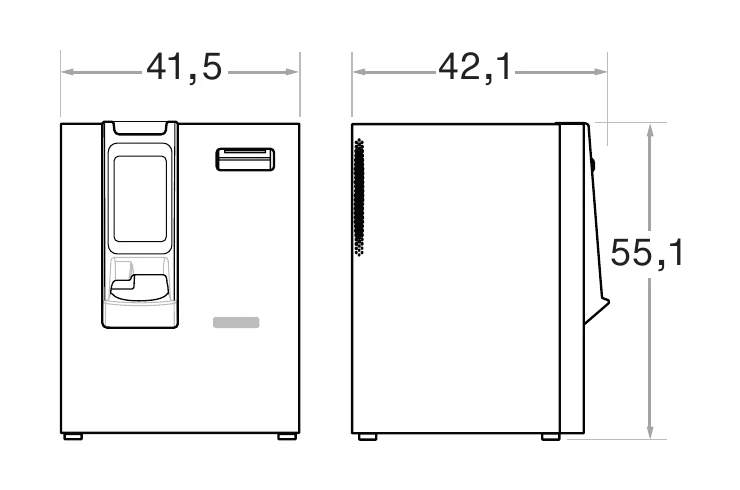 Desenho técnico com dimensões da Cashmatic Selfpay 460C