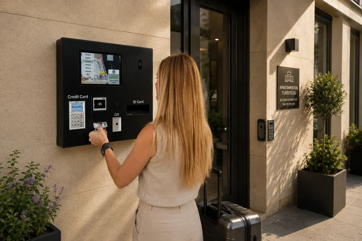 Quiosque de check-in Roommatik S-301 instalado num hotel