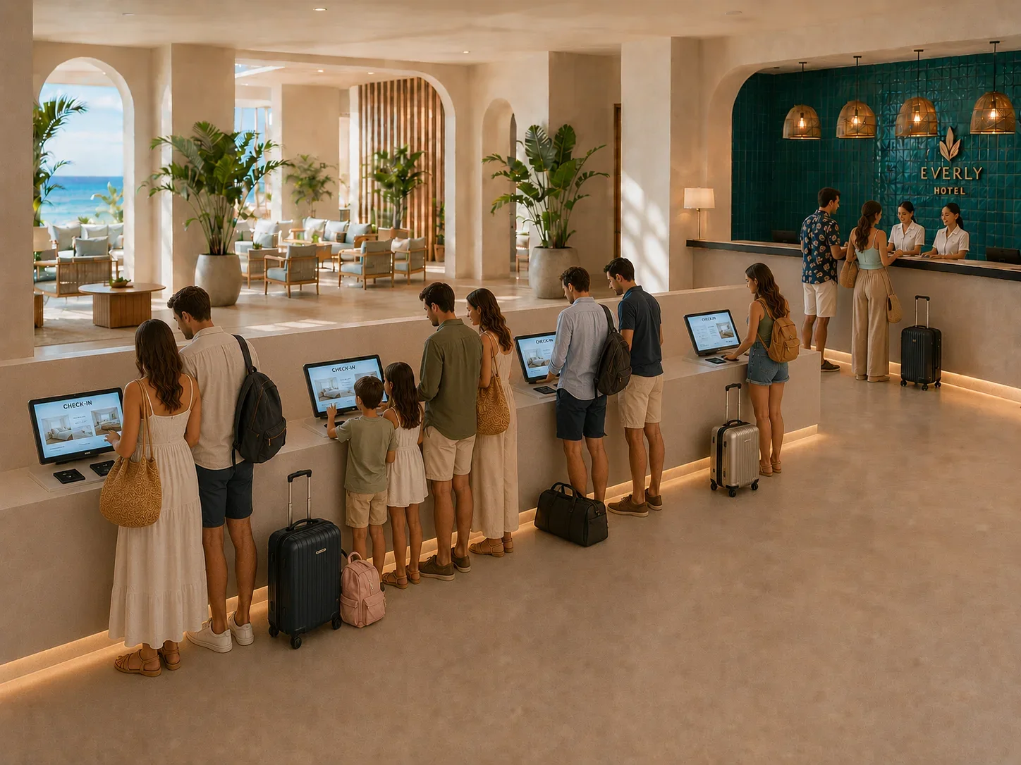 Quiosque de check-in Roommatik S-600 instalado num hotel