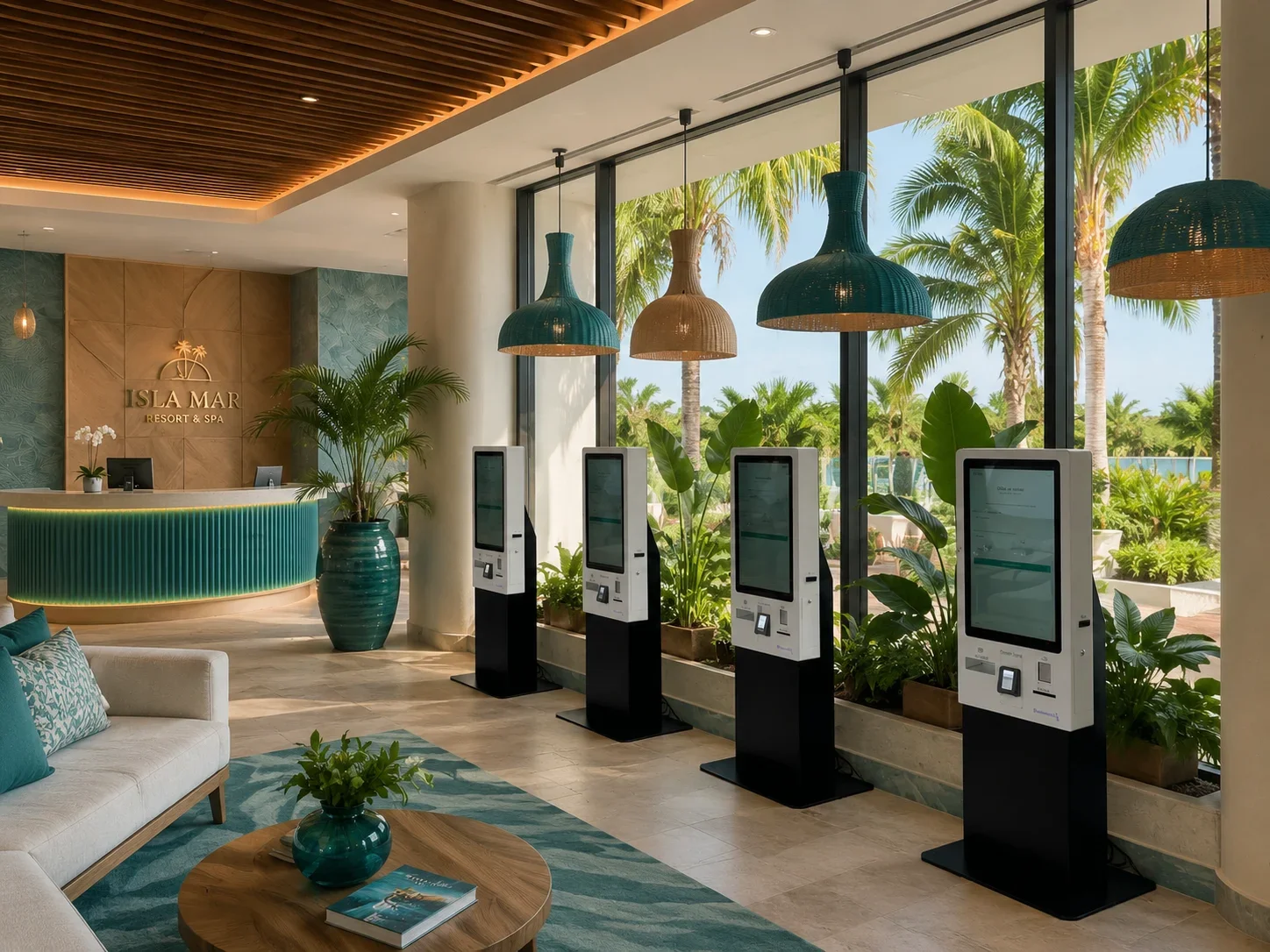 Quiosque de check-in Roommatik XL-500 instalado num hotel